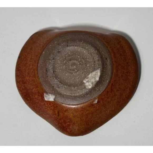 Art Pottery Crackle Glass Trinket Dish Geode Ring Dish Heart Shape - Picture 4 of 5